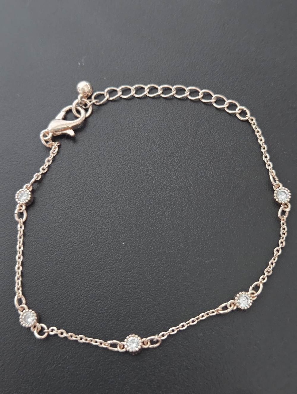 Elegant Rose Gold Chain Bracelet With Gems